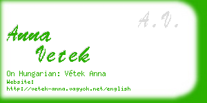 anna vetek business card